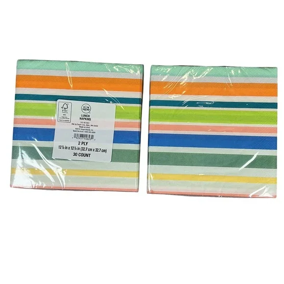 Sun Squad Striped Lunch Napkins 30 Ct 2 Ply‎ 12.7in Set of 2
