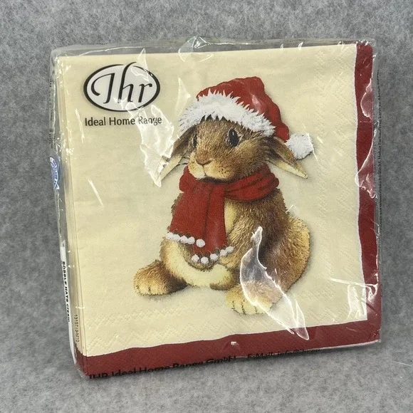 IHR Bobble Hats Christmas Cocktail Napkins 20 Ct Bunny Owl 3 Ply Germany Recycle