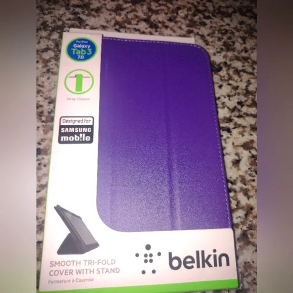 Belkin Tri-Fold Tablet Case Cover with Stand, Samsung Galaxy Tab 3, 7.0 Purple