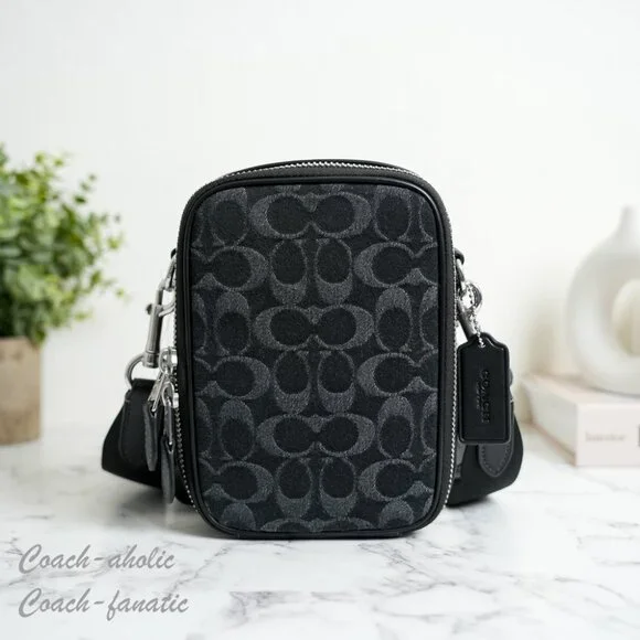 Coach CAJ44 Stanton Crossbody In Signature Denim Silver /Black