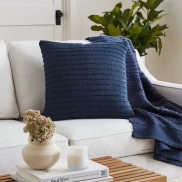 West Elm Blue Soft Corded Pillow Cover, 20