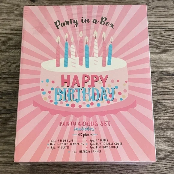 Pink Happy Birthday Party Goods in a Box Set Decorations