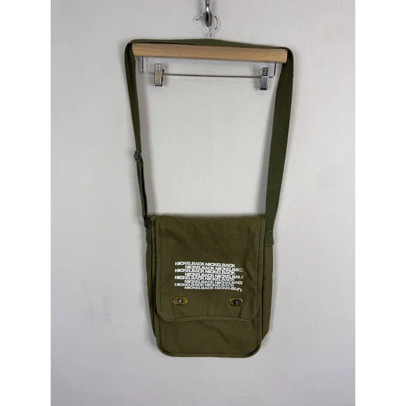 Nickelback Band Merchandise Messenger Bag Olive Green Canvas Crossbody Utility