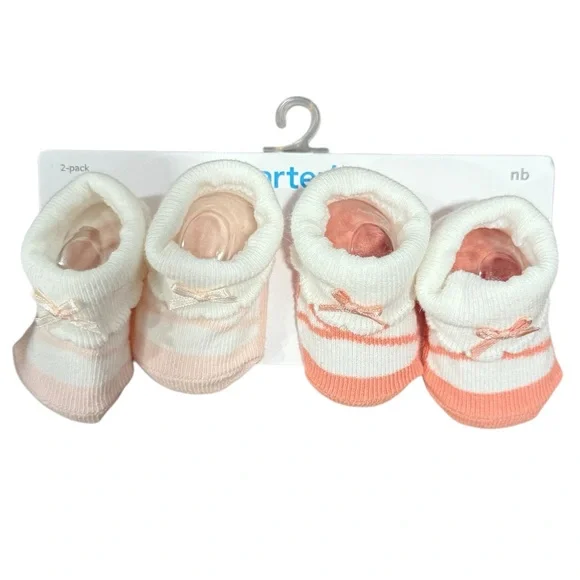 Carter's Two Set Baby Bootie Socks, size Newborn NWT