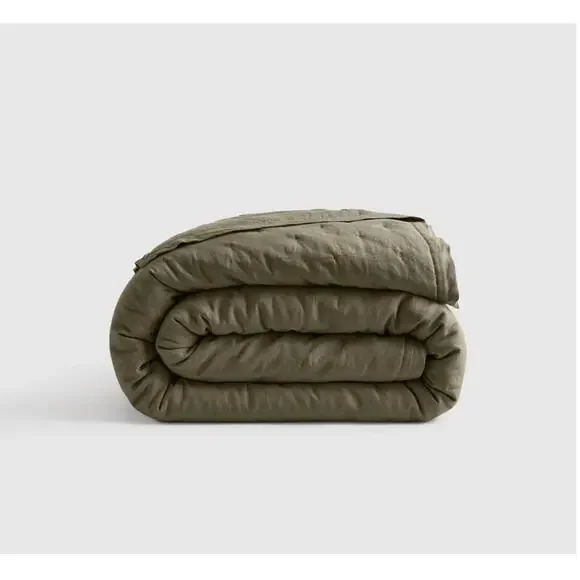 QUINCE FULL/QUEEN European Linen Dream Quilt DUSTY OLIVE