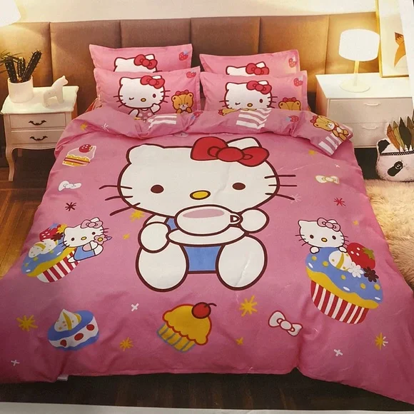 NWT Hello Kitty Kitty Cakes Duvet Cover Set Bedding Set (Full78x90inch)