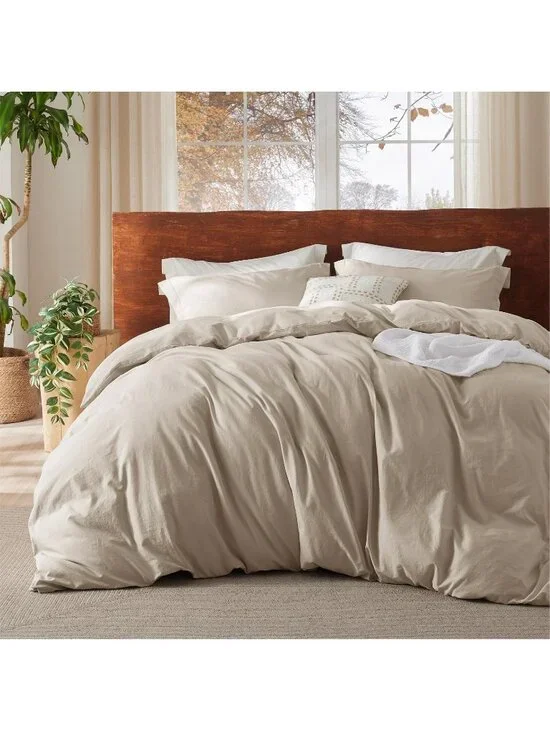 Bedsure Duvet Cover Queen Size Set with Shams 100% Washed Cotton