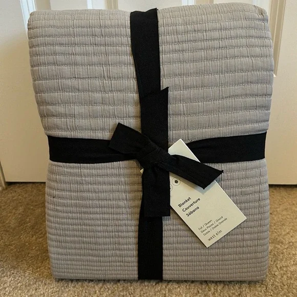 West Elm Ribbed Blanket - Pearl Gray - Full/Queen