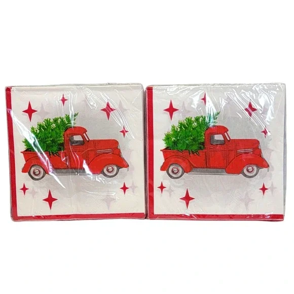 Holiday Time Red Truck Christmas Napkins 64 ct 2 Ply Party‎ Festive Holiday