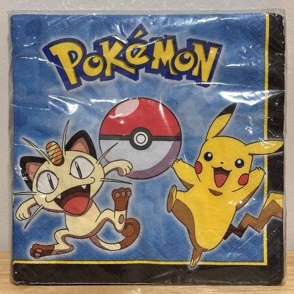 16 2-PLY Pokémon Pikachu Meowth Designware Luncheon Napkins‎ New Birthday Party