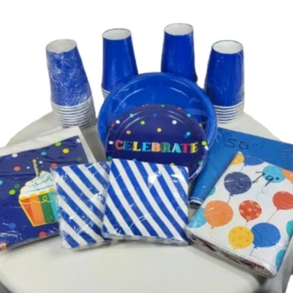 152pc Royal Blue Birtbday Celebrate Party Pack