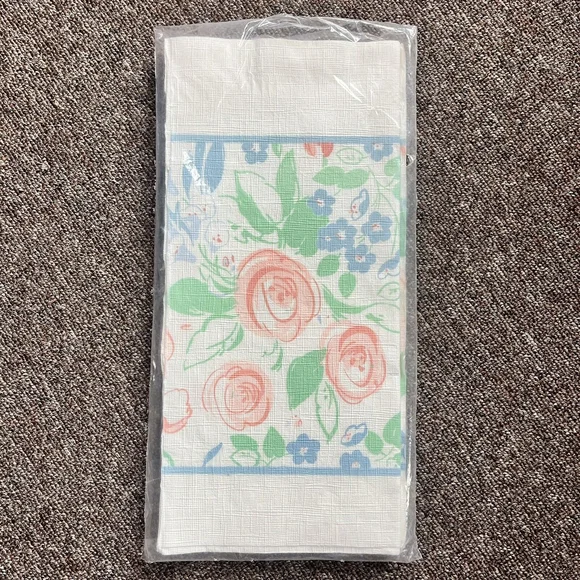 Vintage Hallmark Table Cover 54 X 102 Pink Blue Green Flowers New