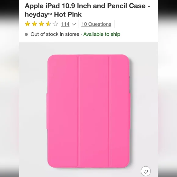 heyday Bright Pink Tablet Case for iPad 10.9 Inch