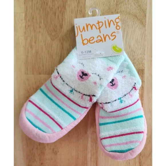 NEW Jumping Beans Llama Slipper Socks Slippers Toddler Girl 3-4 Size 6-12M