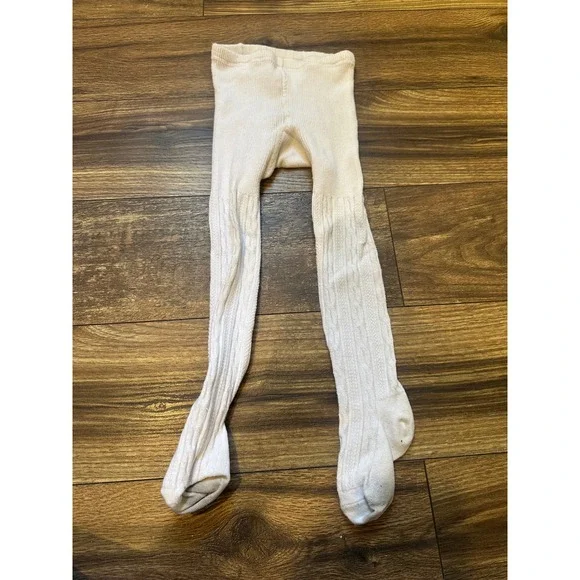 Baby Gap Toddler White Cable Knit Bear Tights 4-5‎ years