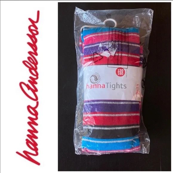 Hanna Andersson Multicolor Striped Girls Tights size 150 160 NWT NEW