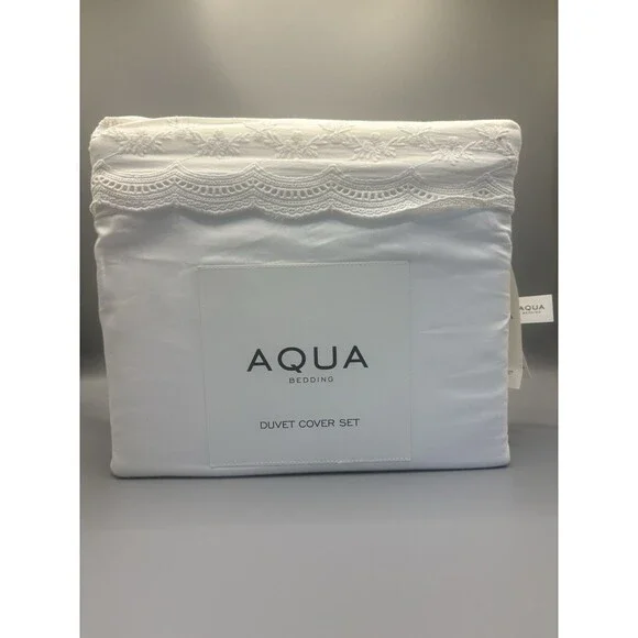 Aqua Bedding White Lace Duvet Cotton Set KING