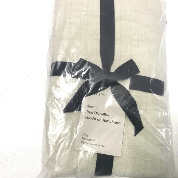 West Elm Cotton Velvet KING Size Sham Sand Solid New