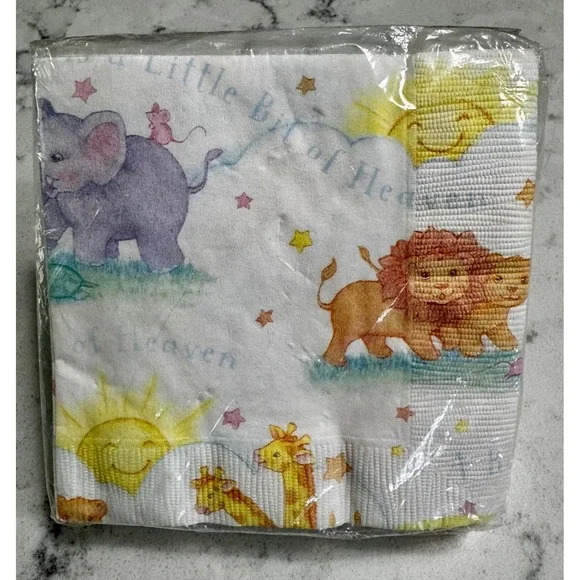 Vintage Hallmark Party Express Noah's Ark Baby Shower Napkins New Sealed 16ct