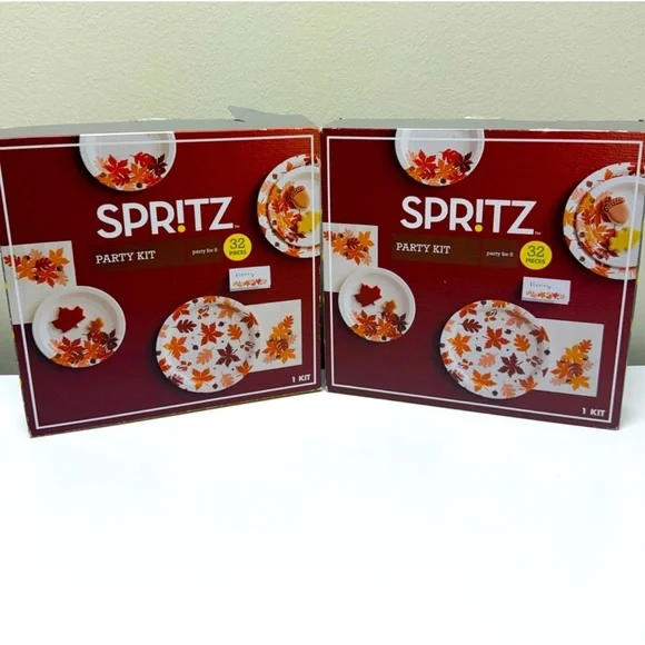 NIB Target Spritz Bundle of 2 Party Kits, 64 pieces, Fall Colors, Leaf Themed