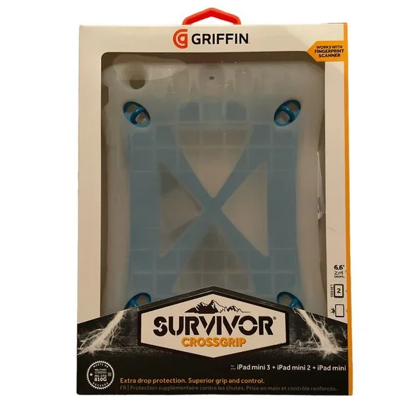 NWT Griffin Clear/Blue Survivor CrossGrip Gaming Case for iPad mini