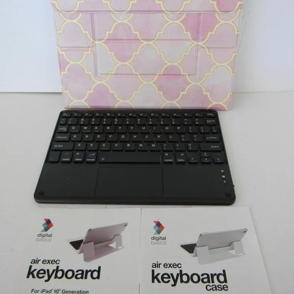 NEW AIR EXEC KEYBOARD & CASE (PINK/GOLD TILE PRINT) FOR IPAD 10