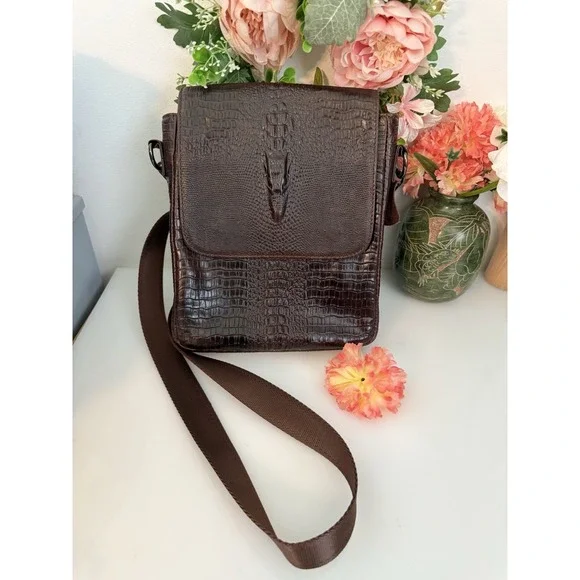 100% Genuine Leather Unisex Shoulder Bag Crocodile Pattern Bag 11