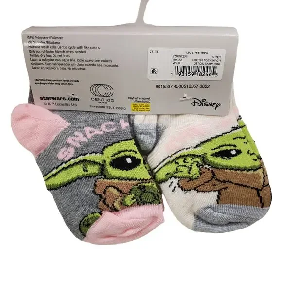 Disney Star Wars Baby Yoda Baby Girl Toddler Socks Size 2T 3T 10 Pack of Socks