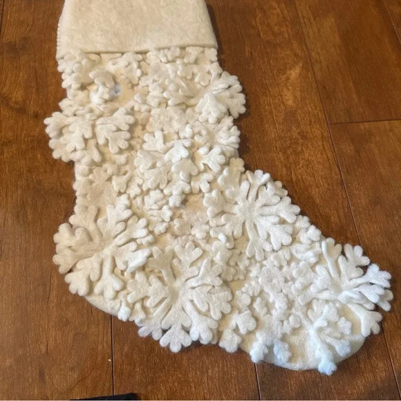 Elegant White Snowflake Stockings west elm felted wool