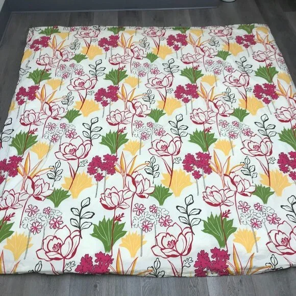 POTTERY BARN Full/ Queen Girl Teen Duvet Cover Organic Cotton White Pink Floral