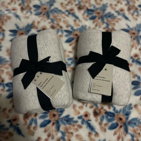 West Elm Jersey Tack Stitch Euro shams / pair:set of 2