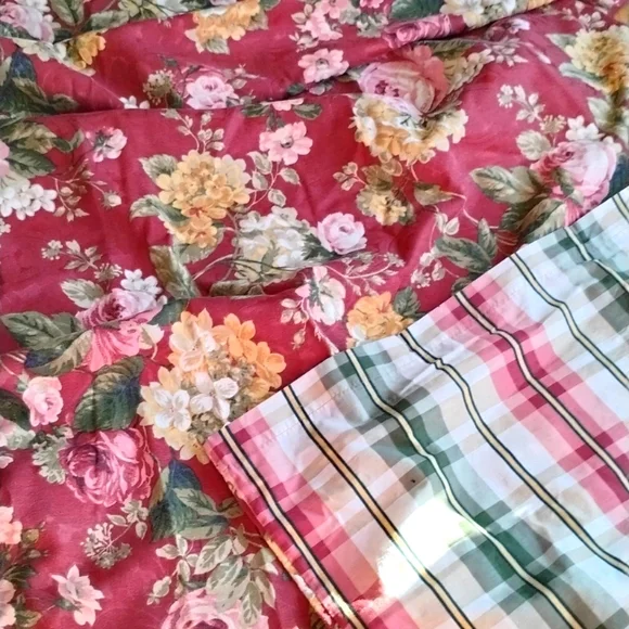 🌺🌼 Summer DUVET QUEEN PEONIES & HYDRANGEAS PLAID EPLC