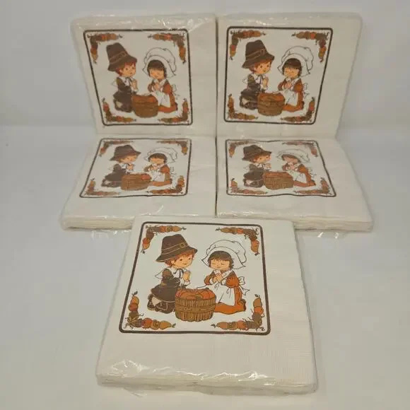 Hallmark Thanksgiving Luncheon Napkins Vintage 75 Napkins 5 Packs 65TNK 2-4
