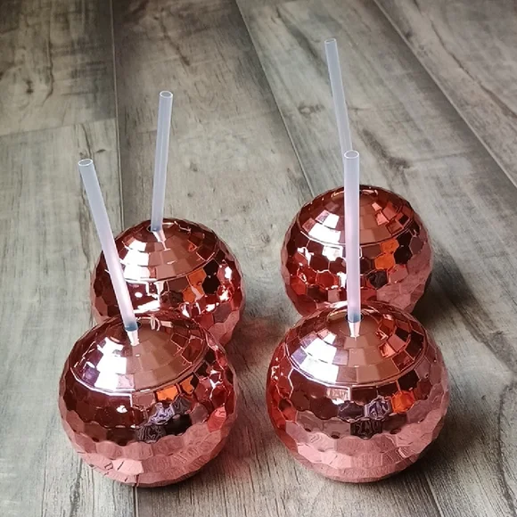 Rose Gold Disco Ball Drink Tumblers