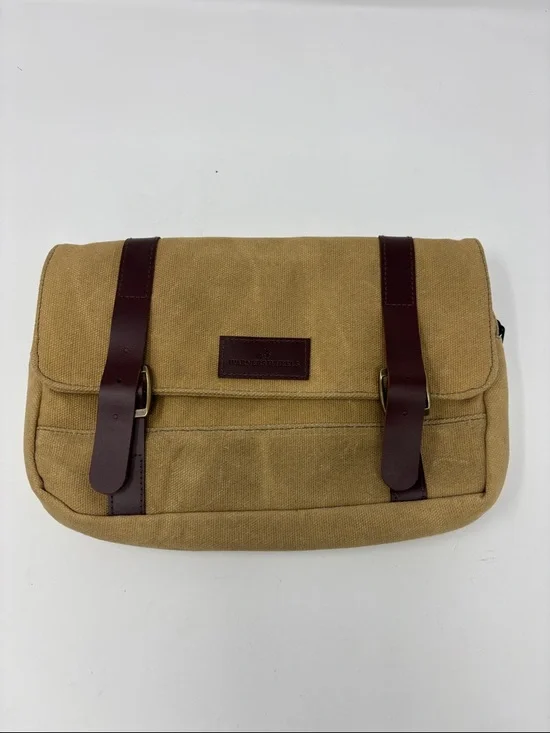 Warners Wheels | Canvas Messenger Bag in Tan with Brown Trim bike handlebar bag