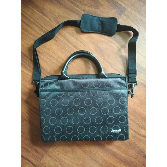 DENALI Padded Black Messenger/Tablet Bag w/ Strap and Handles Case Tote CUTE!