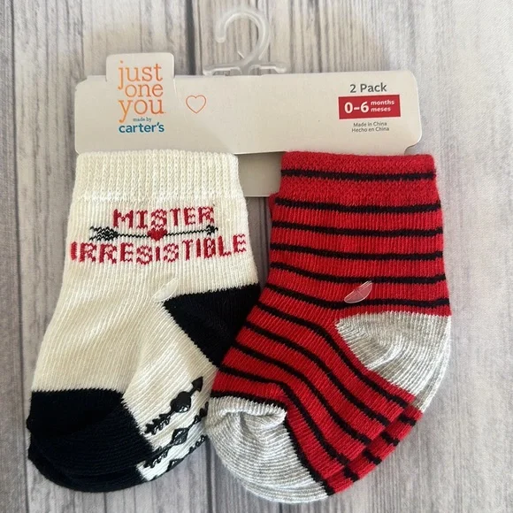 Carters Valentines Baby Boy 2 pack socks 0/6 months