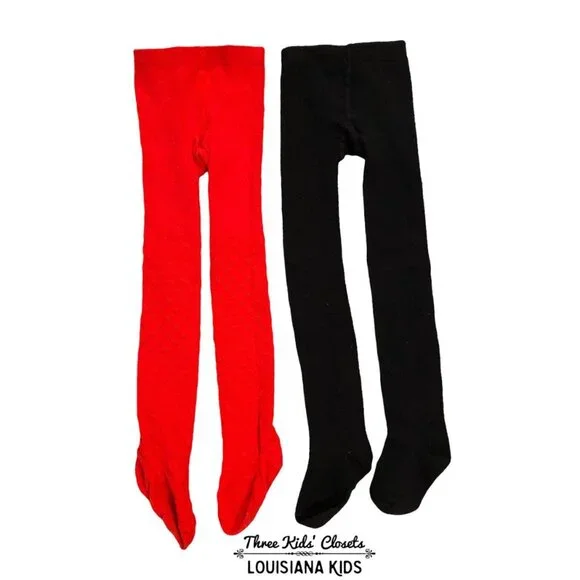 Girls Sz 4-6X Tights Bundle - Red & Black