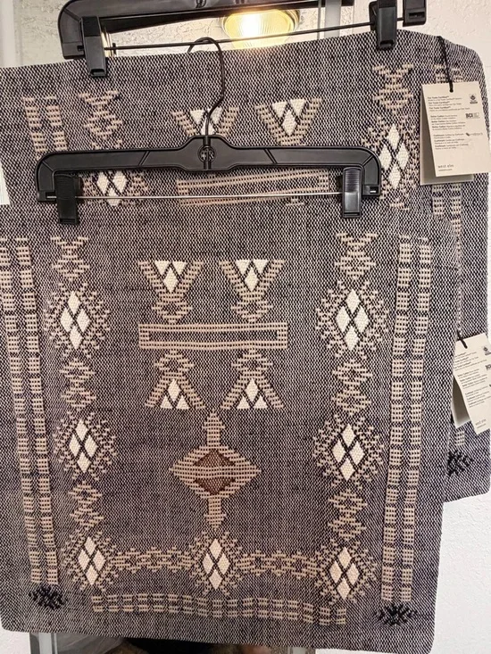 West Elm Gray and Cream Aztec-Pattern Woven Pillow Covers