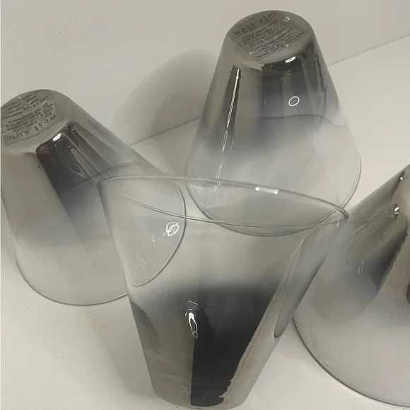 West Elm Silver Fade Drinkware Modern Glass Cocktail set