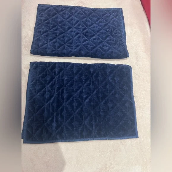 Navy Blue Quilted West Elm Embroidered Velvet pillow cover