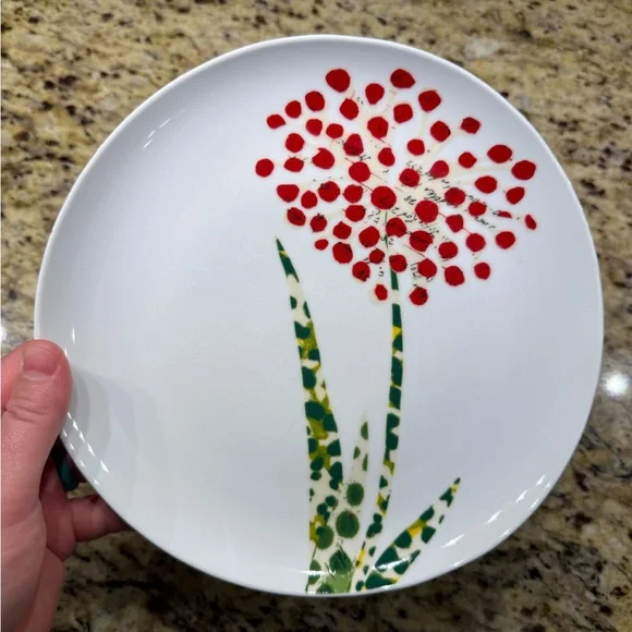 West Elm dinner plate spring time “mixed media” flower