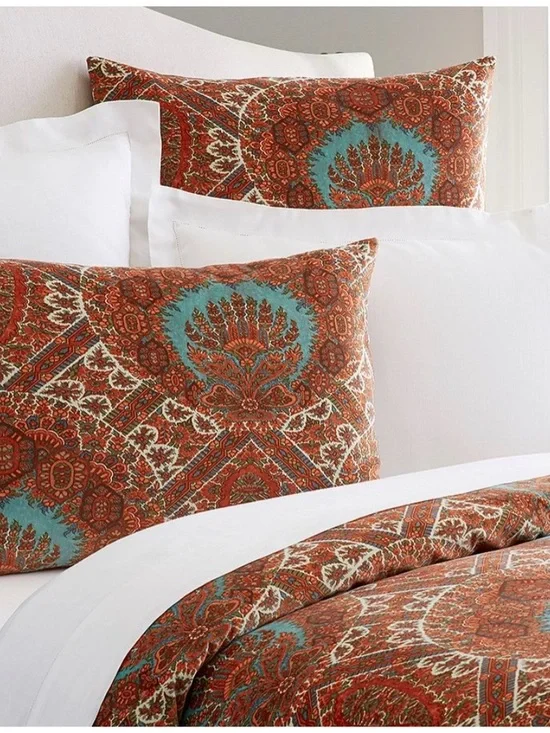 Pottery Barn Sabrina Velvet King Duvet Cover Set 2 King Shams Boho Paisley