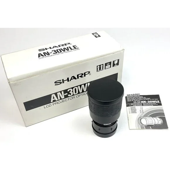 SHARP LCD Projector Optional LENS AN-30WLE 90mm 1:4.5 w/ Caps Box Manual EUC