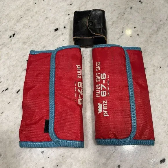 Prinz Filter Soft Case Lot W/ Vtg Camera Lens Filters Hoya Quantaray