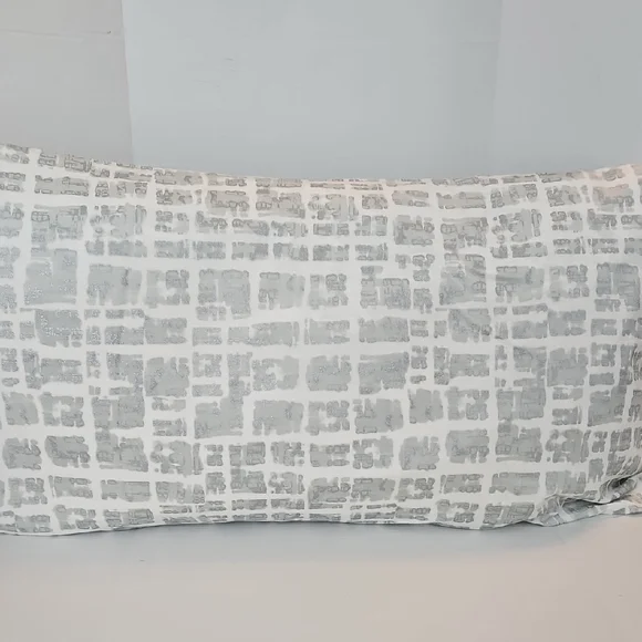 West Elm White Gray Silver Geometric Metallic King Pillow Sham