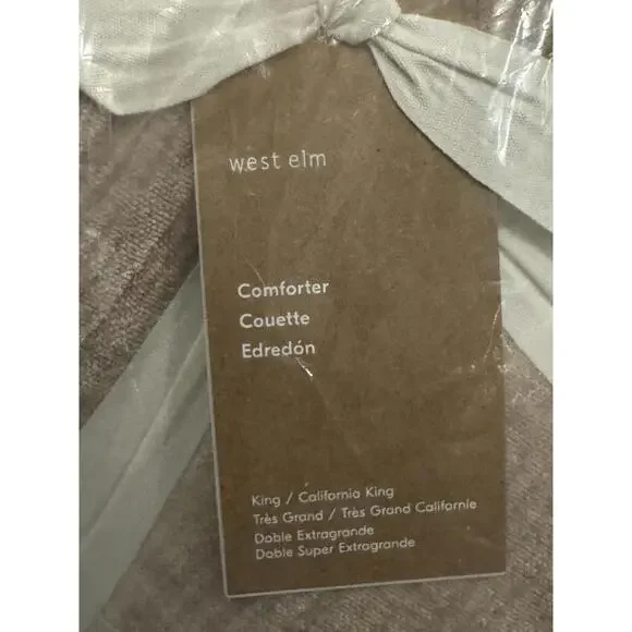 West Elm Chenille Linear Comforter. Taupe. King NEW