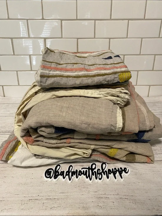 RARE Anthropologie Isleta King Size Duvet Cover, Pillow Sham, Bed Skirt Set