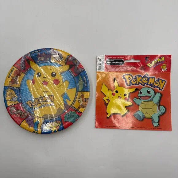 Pokemon Gotta Catch 'em all Dessert Plates (8 Plates) & Static Cling Sticker