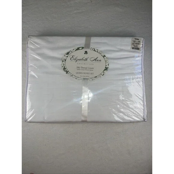 ELIZABETH ANN 280THREAD COUNT 100%COTTON WOVEN SATEEN QUEEN DUVET SET NIB